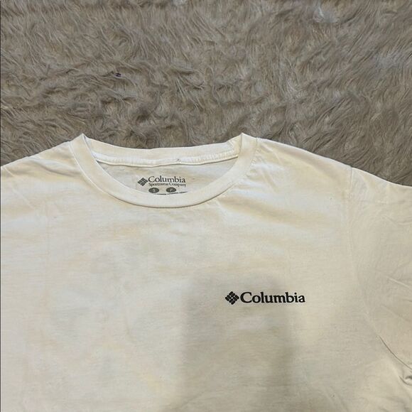 Columbia Men’s White, Orange‎ And Black Logo Cotton Short Sleeve Tee - Picture 2 of 4